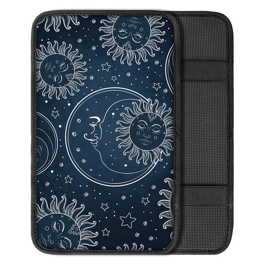 Vintage Sun And Moon Pattern Print Car Center Console Cover