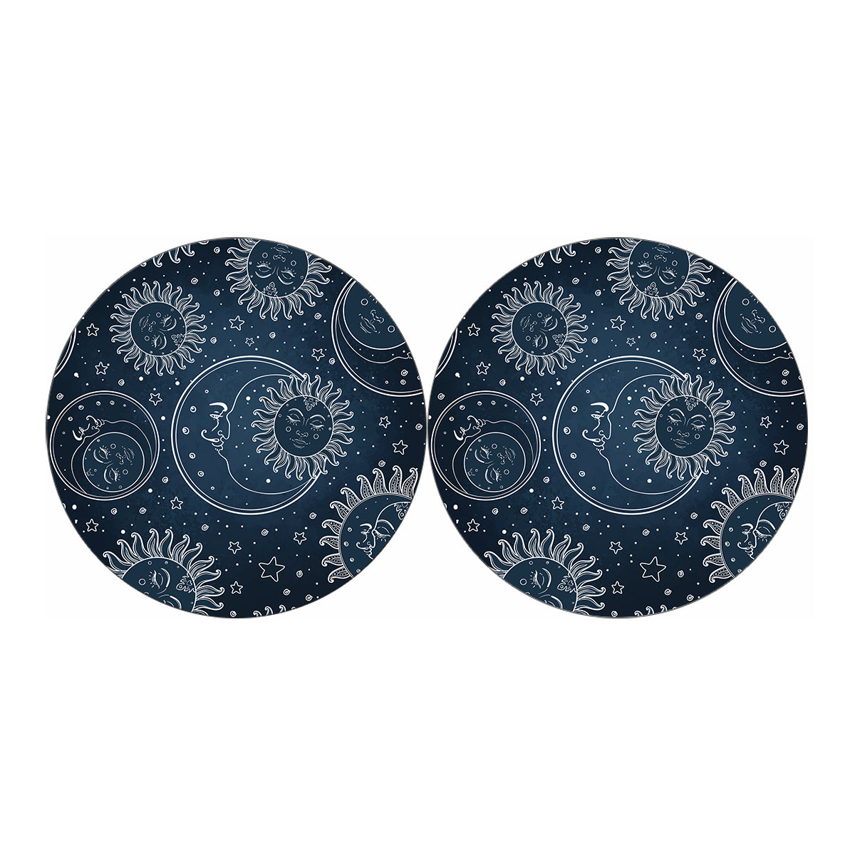Vintage Sun And Moon Pattern Print Car Coasters