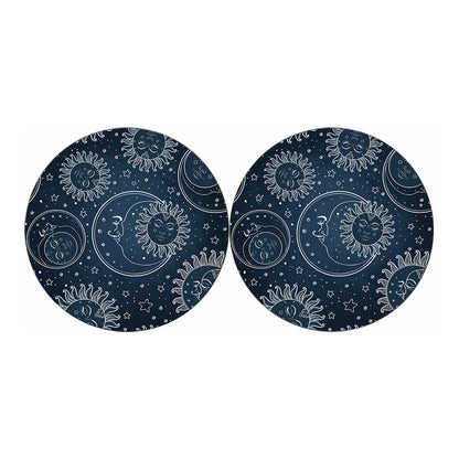 Vintage Sun And Moon Pattern Print Car Coasters