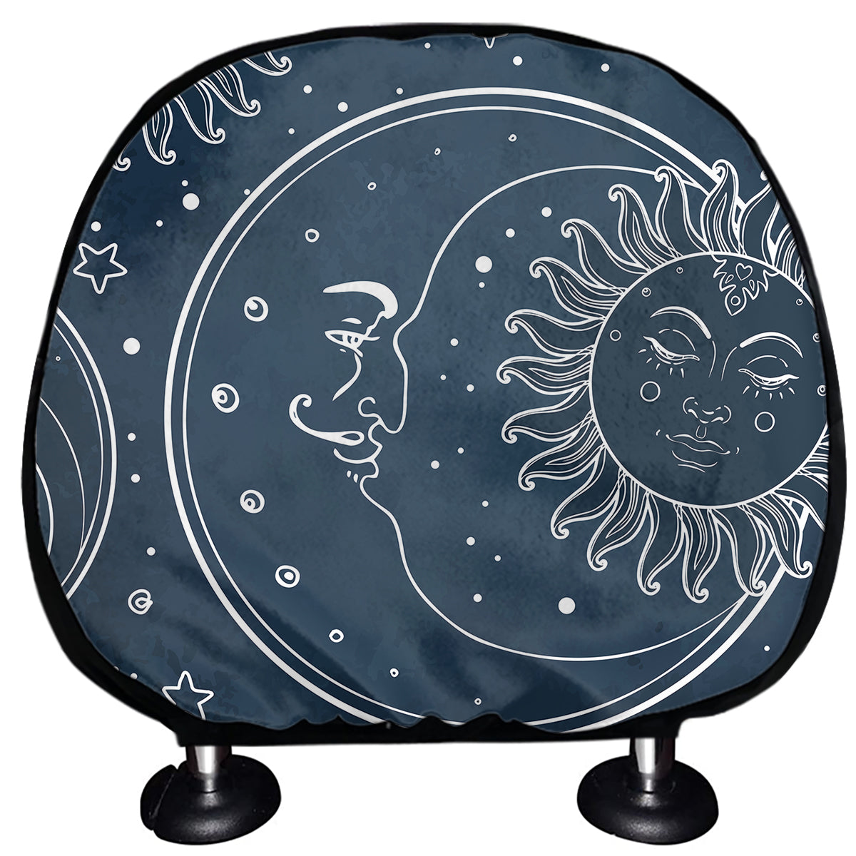 Vintage Sun And Moon Pattern Print Car Headrest Covers