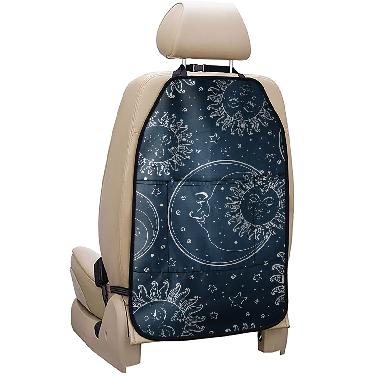 Vintage Sun And Moon Pattern Print Car Seat Organizers