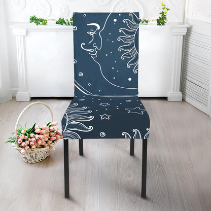 Vintage Sun And Moon Pattern Print Dining Chair Slipcover