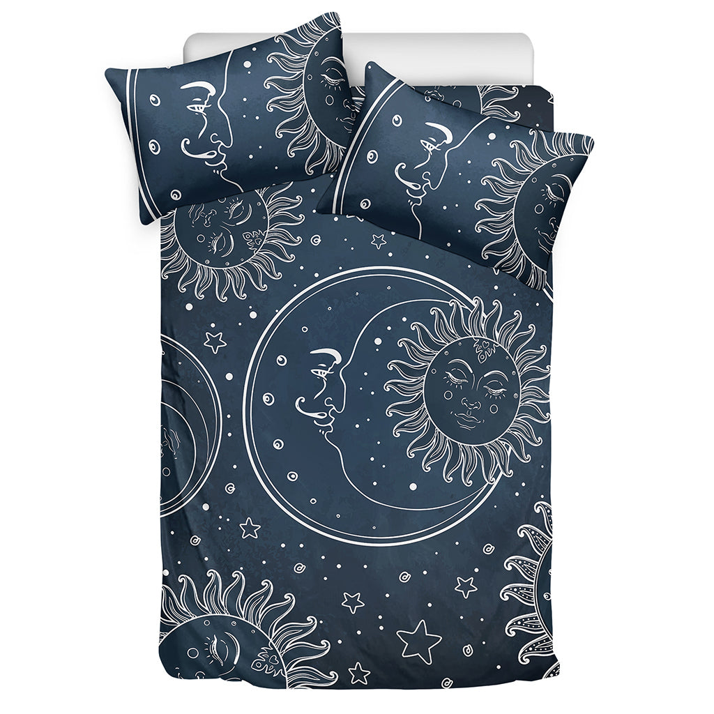 Vintage Sun And Moon Pattern Print Duvet Cover Bedding Set
