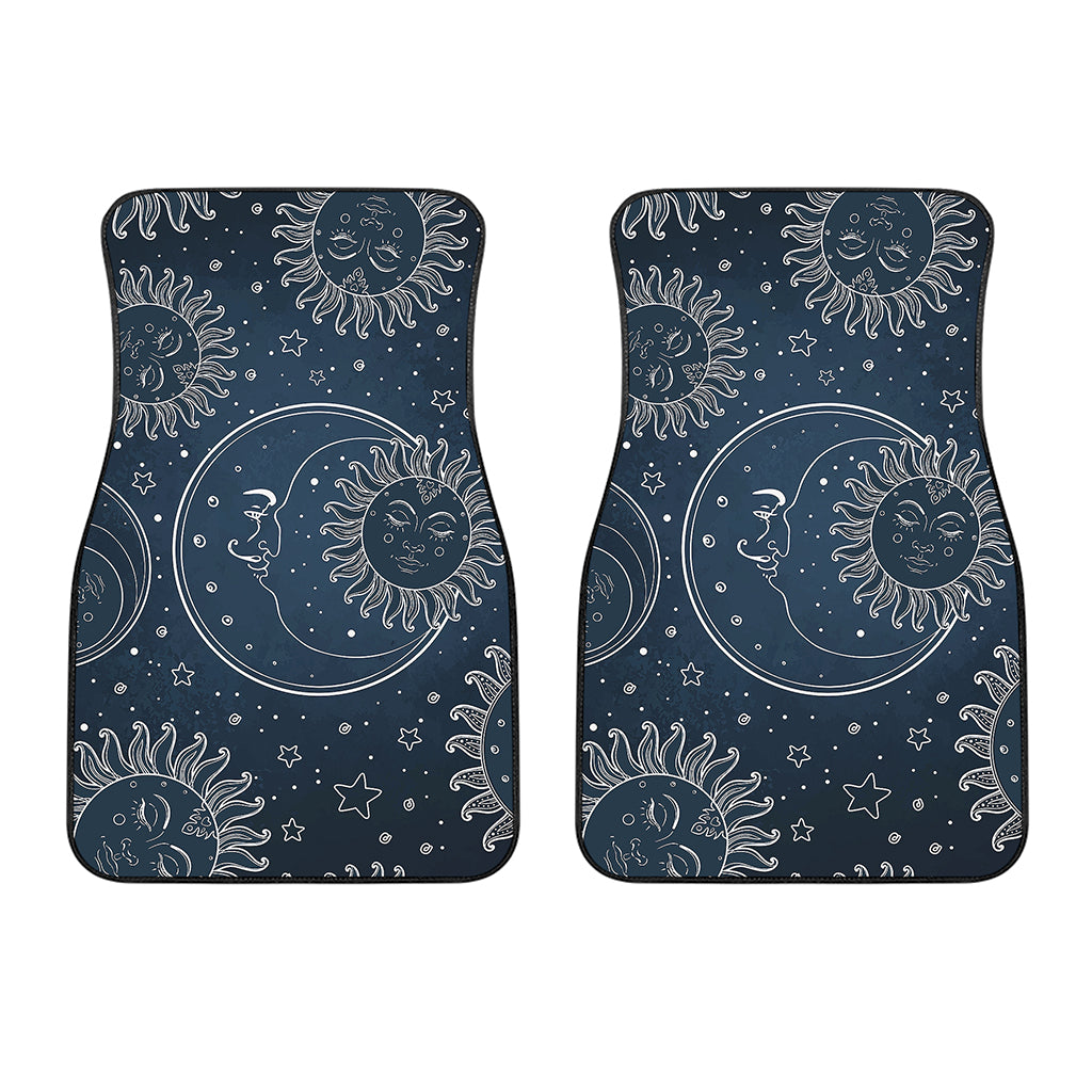 Vintage Sun And Moon Pattern Print Front Car Floor Mats