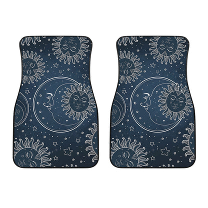 Vintage Sun And Moon Pattern Print Front Car Floor Mats