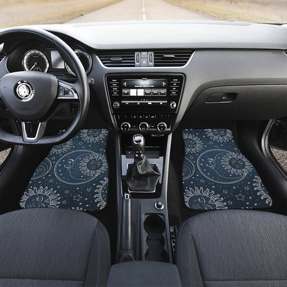 Vintage Sun And Moon Pattern Print Front Car Floor Mats
