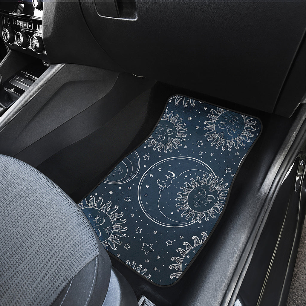 Vintage Sun And Moon Pattern Print Front Car Floor Mats