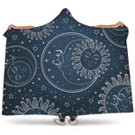 Vintage Sun And Moon Pattern Print Hooded Blanket
