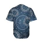 Vintage Sun And Moon Pattern Print Men's Baseball Jersey