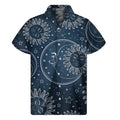 Vintage Sun And Moon Pattern Print Men's Short Sleeve Shirt