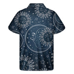 Vintage Sun And Moon Pattern Print Men's Short Sleeve Shirt