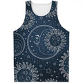 Vintage Sun And Moon Pattern Print Men's Tank Top