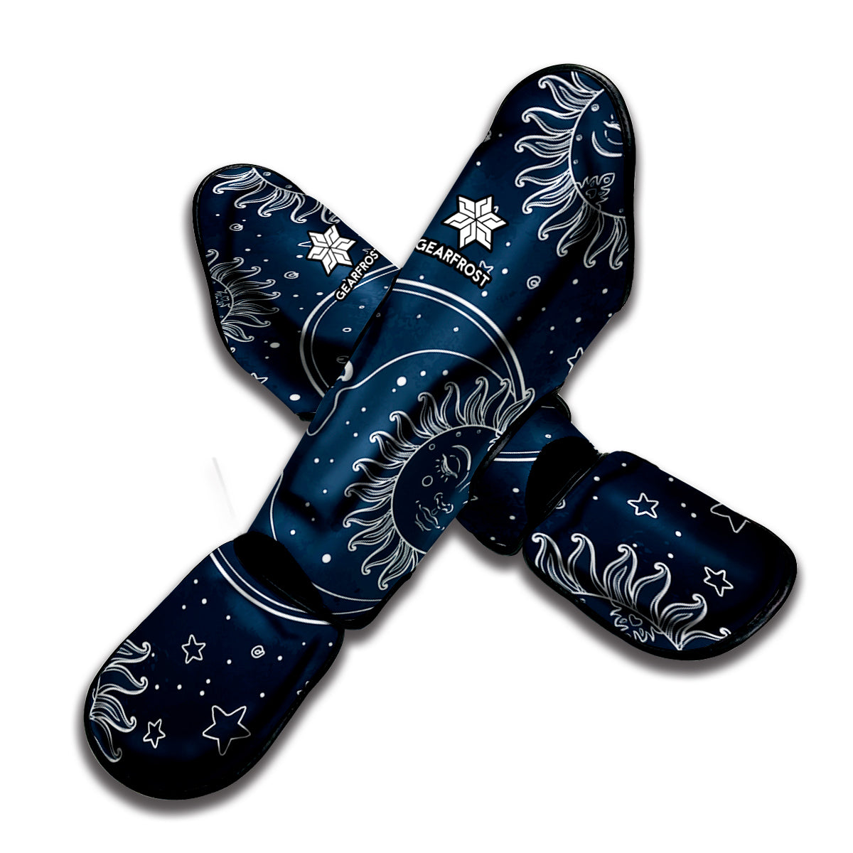 Vintage Sun And Moon Pattern Print Muay Thai Shin Guard