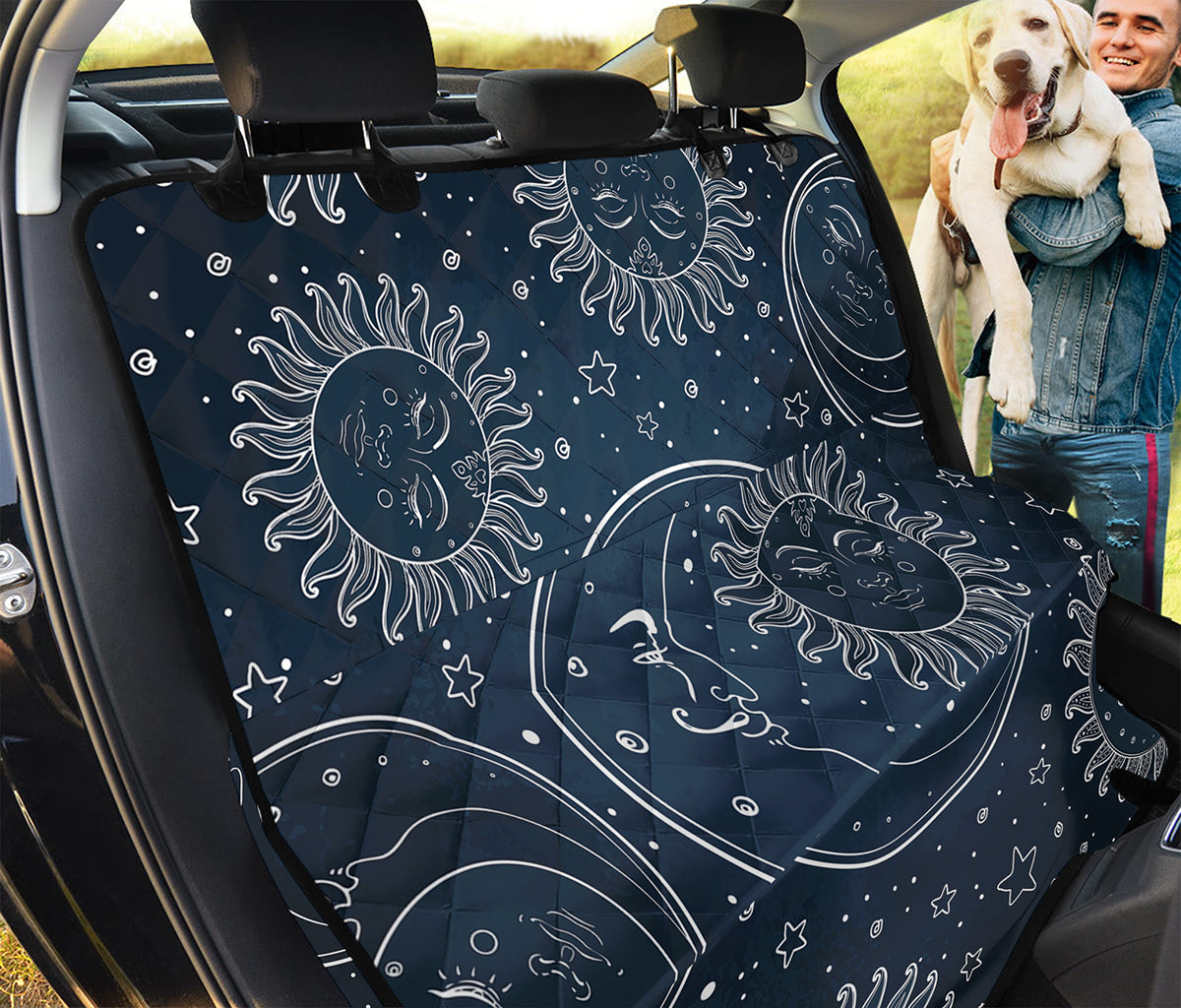 Vintage Sun And Moon Pattern Print Pet Car Back Seat Cover