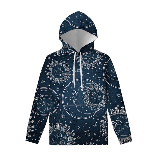 Vintage Sun And Moon Pattern Print Pullover Hoodie