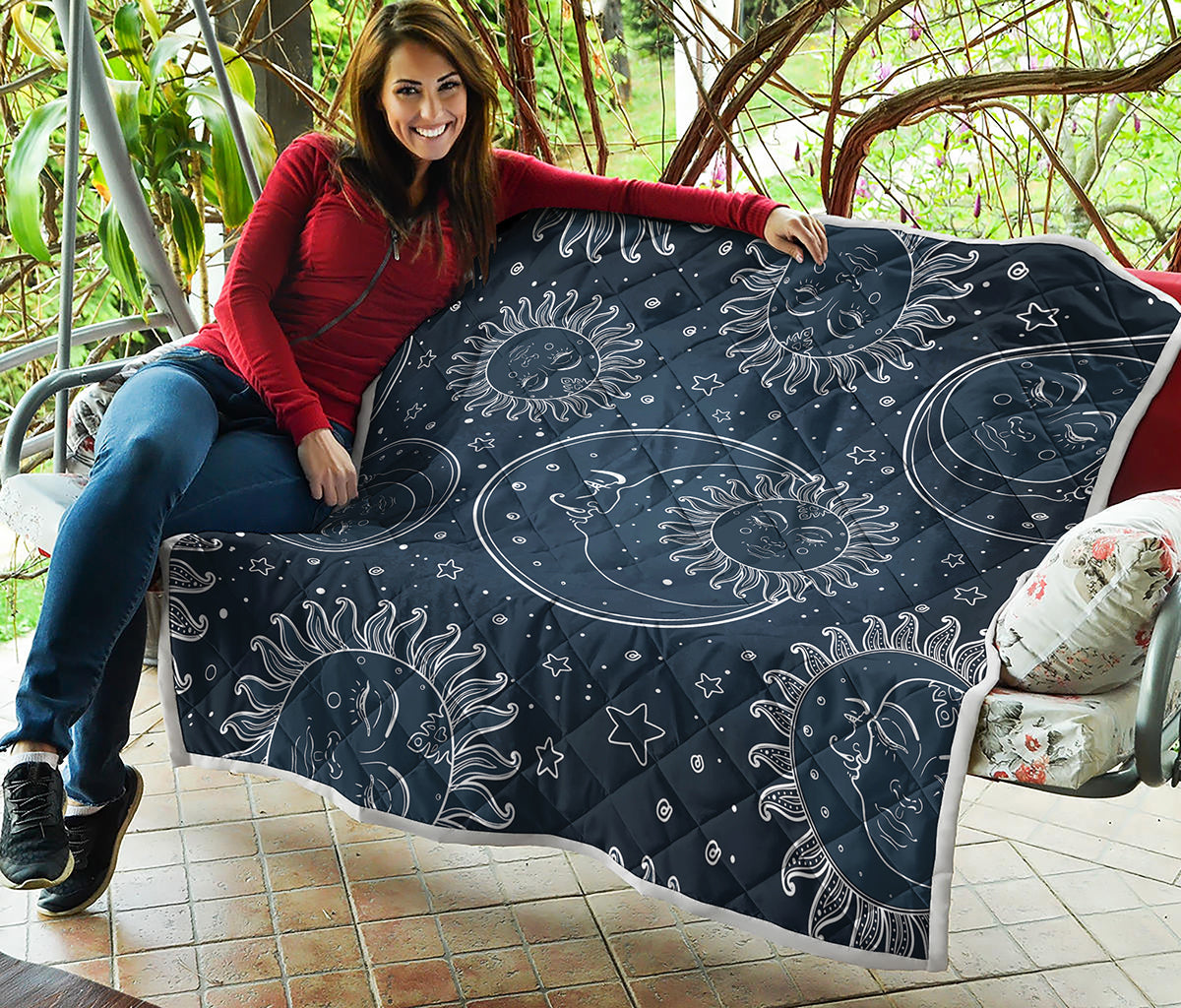 Vintage Sun And Moon Pattern Print Quilt