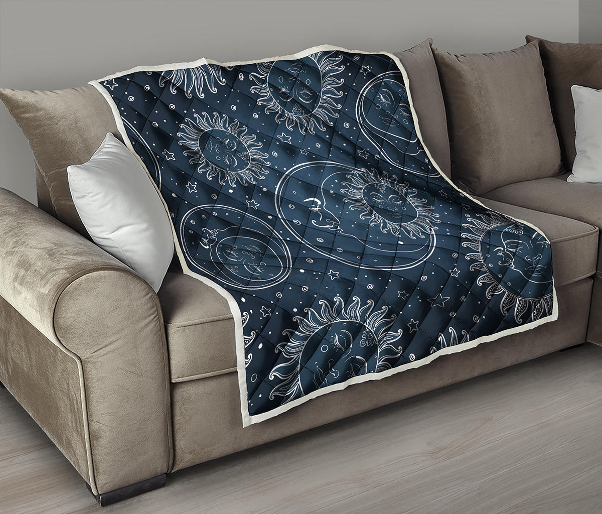 Vintage Sun And Moon Pattern Print Quilt