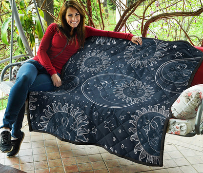 Vintage Sun And Moon Pattern Print Quilt