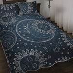Vintage Sun And Moon Pattern Print Quilt Bed Set