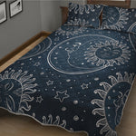 Vintage Sun And Moon Pattern Print Quilt Bed Set
