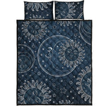 Vintage Sun And Moon Pattern Print Quilt Bed Set