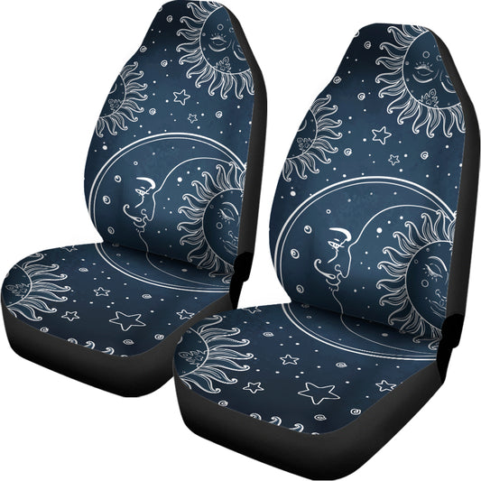 Vintage Sun And Moon Pattern Print Universal Fit Car Seat Covers