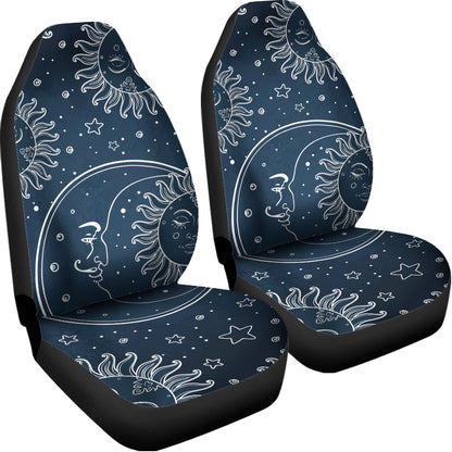 Vintage Sun And Moon Pattern Print Universal Fit Car Seat Covers
