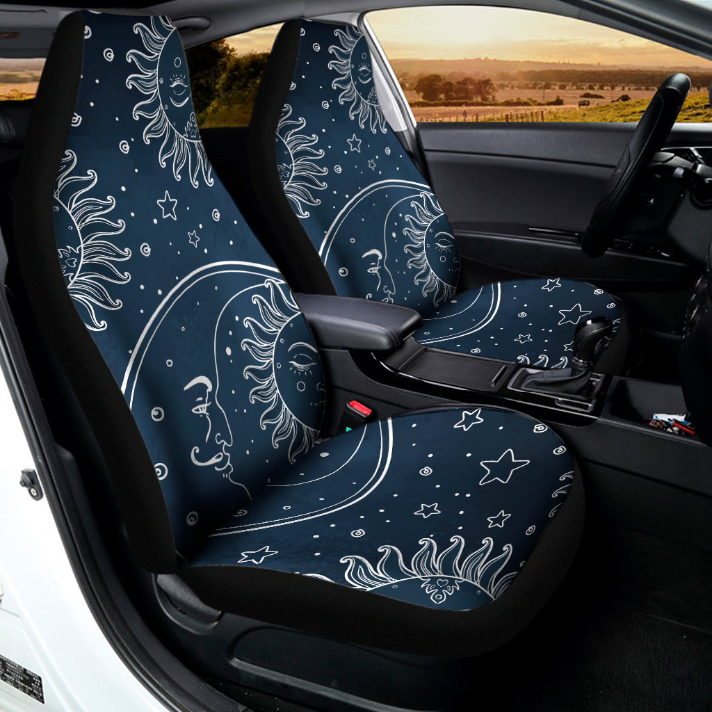 Vintage Sun And Moon Pattern Print Universal Fit Car Seat Covers
