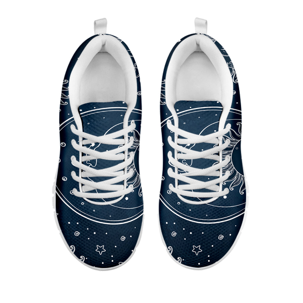 Vintage Sun And Moon Pattern Print White Sneakers