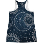 Vintage Sun And Moon Pattern Print Women's Racerback Tank Top