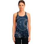 Vintage Sun And Moon Pattern Print Women's Racerback Tank Top