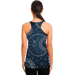 Vintage Sun And Moon Pattern Print Women's Racerback Tank Top