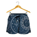 Vintage Sun And Moon Pattern Print Women's Shorts