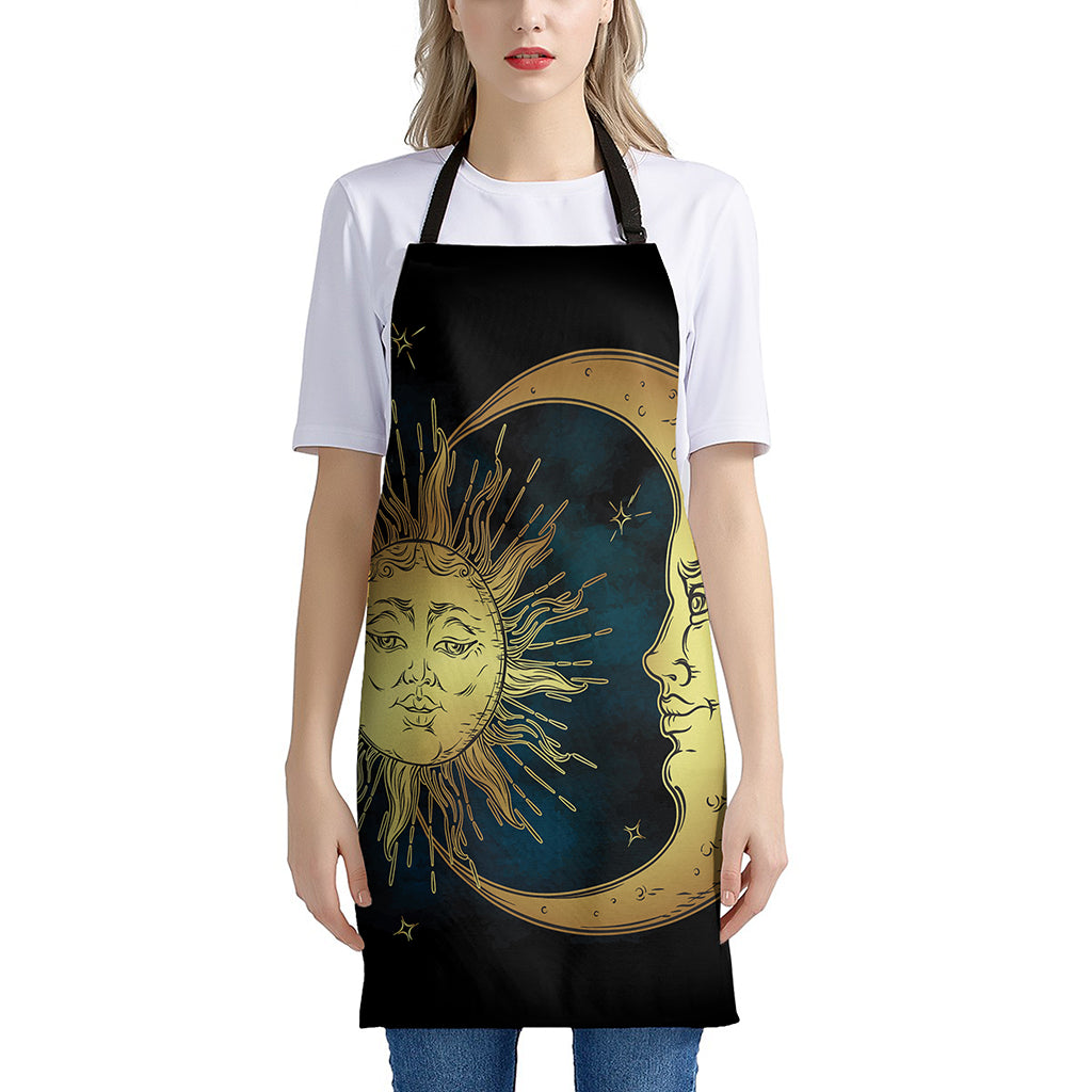 Vintage Sun And Moon Print Apron