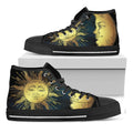 Vintage Sun And Moon Print Black High Top Sneakers