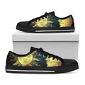 Vintage Sun And Moon Print Black Low Top Sneakers