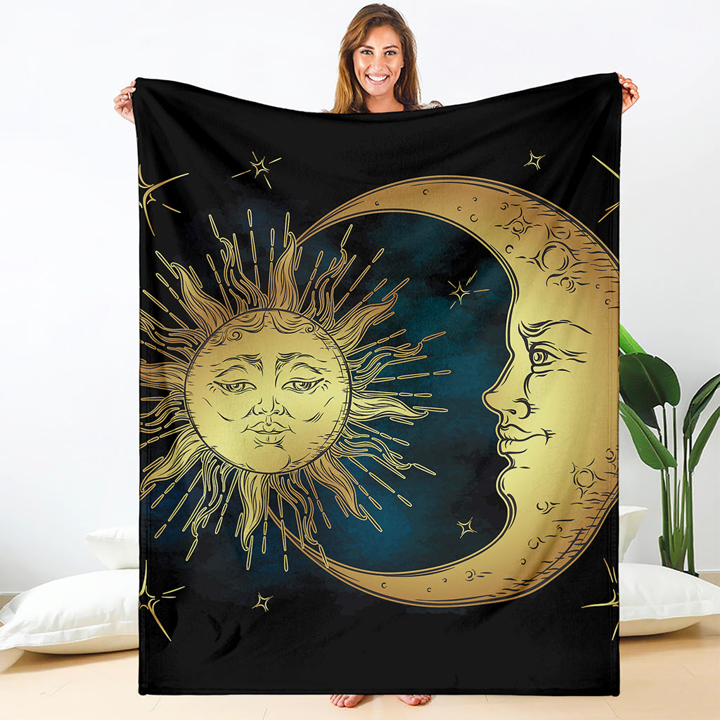 Vintage Sun And Moon Print Blanket