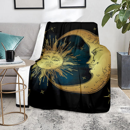 Vintage Sun And Moon Print Blanket