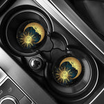 Vintage Sun And Moon Print Car Coasters