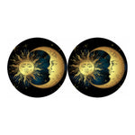 Vintage Sun And Moon Print Car Coasters