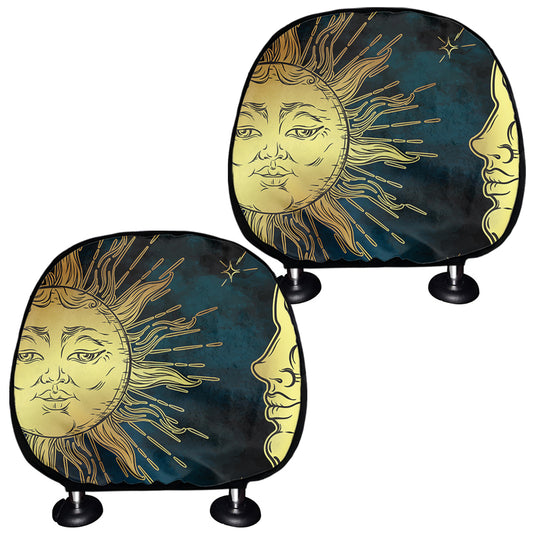 Vintage Sun And Moon Print Car Headrest Covers