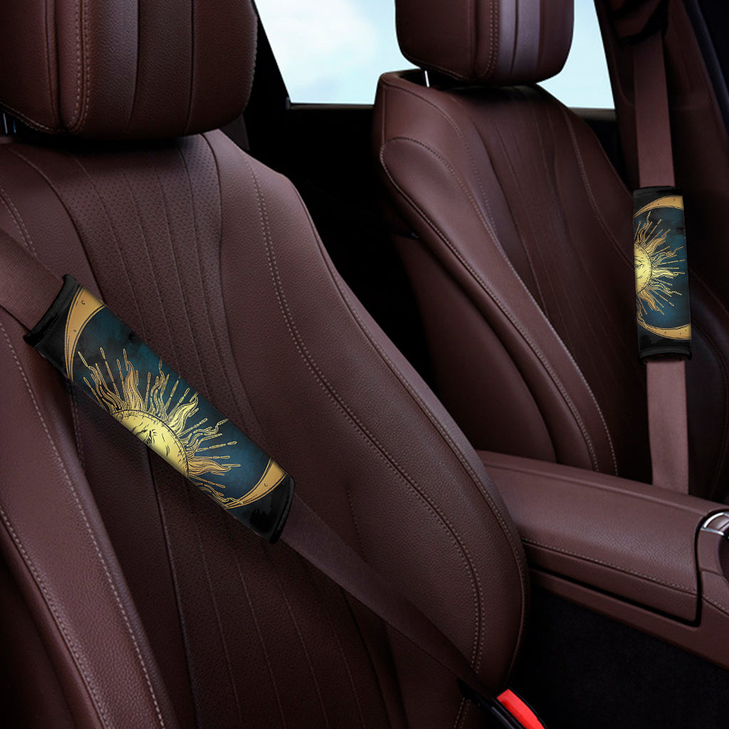 Vintage Sun And Moon Print Car Seat Belt Covers