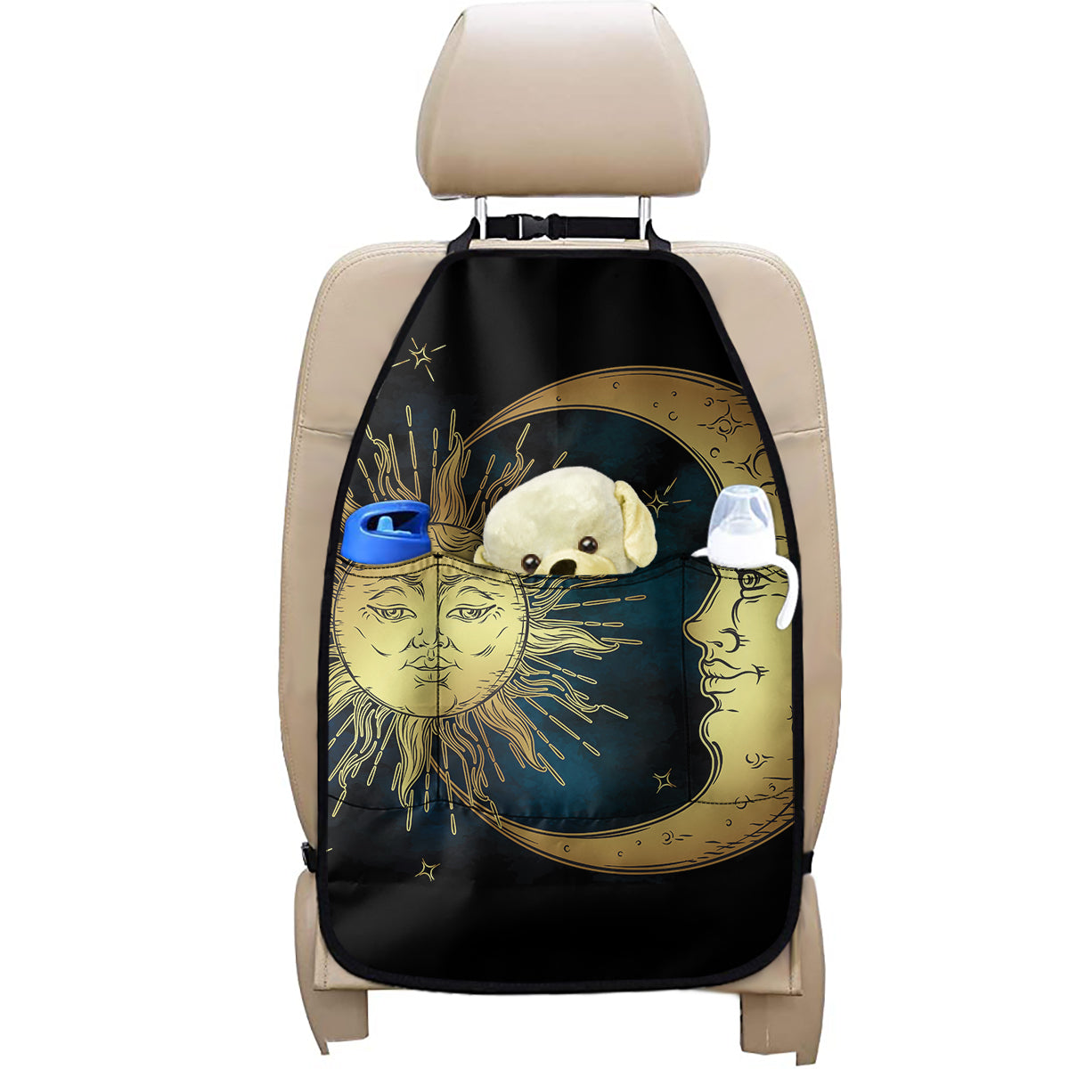 Vintage Sun And Moon Print Car Seat Organizers