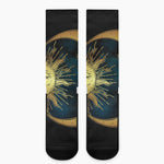 Vintage Sun And Moon Print Crew Socks