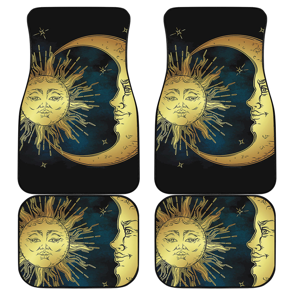 Vintage Sun And Moon Print Front and Back Car Floor Mats