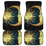 Vintage Sun And Moon Print Front and Back Car Floor Mats