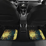 Vintage Sun And Moon Print Front and Back Car Floor Mats