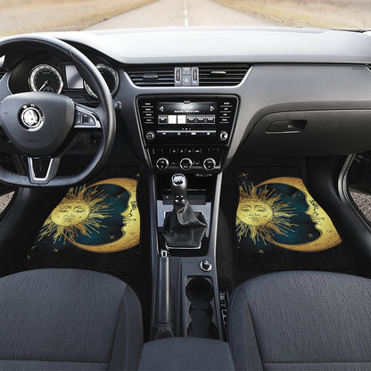 Vintage Sun And Moon Print Front Car Floor Mats