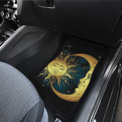 Vintage Sun And Moon Print Front Car Floor Mats