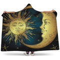 Vintage Sun And Moon Print Hooded Blanket
